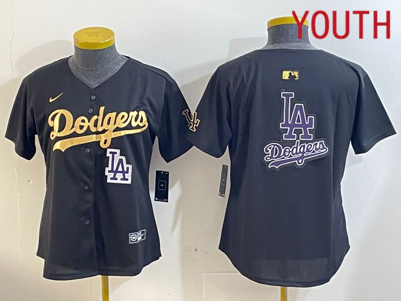 Youth Los Angeles Dodgers Blank Black Gold Game 2024 Nike MLB Jersey style 12092